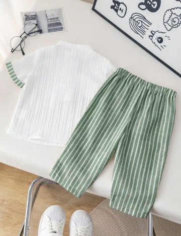 Compleu Shein Kids, alb/verde