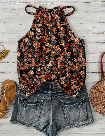 Top SHEIN, floral print