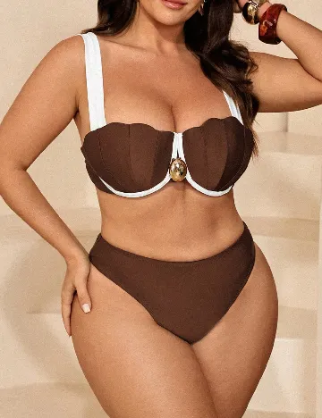 Costum de baie SHEIN CURVE, maro