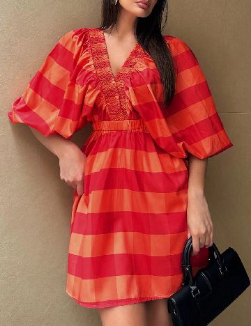 Rochie scurta SHEIN, portocaliu/rosu