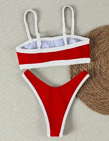 Costum de baie SHEIN, rosu/alb