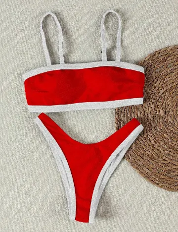 Costum de baie SHEIN, rosu/alb