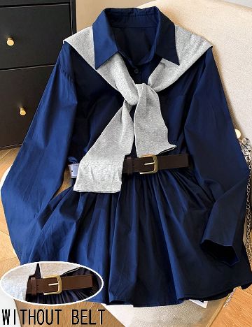 Rochie scurta SHEIN, bleumarin/gri