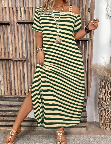 Rochie lunga SHEIN CURVE, verde/galben
