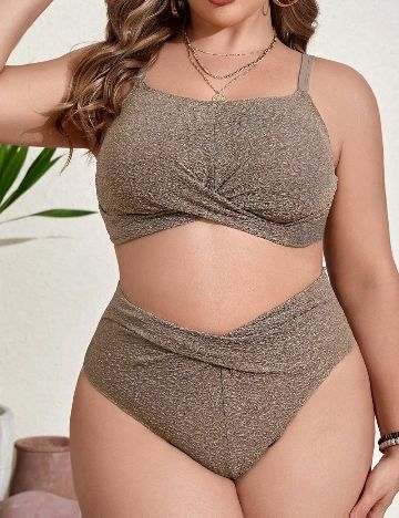 Costum de baie SHEIN CURVE, maro