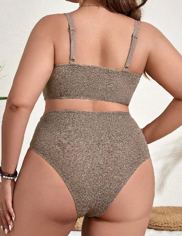 Costum de baie SHEIN CURVE, maro