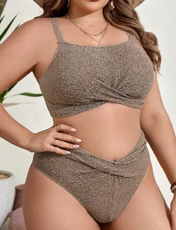 Costum de baie SHEIN CURVE, maro