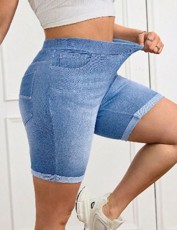 Pantaloni scurti SHEIN CURVE, albastru