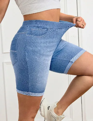 Pantaloni scurti SHEIN CURVE, albastru