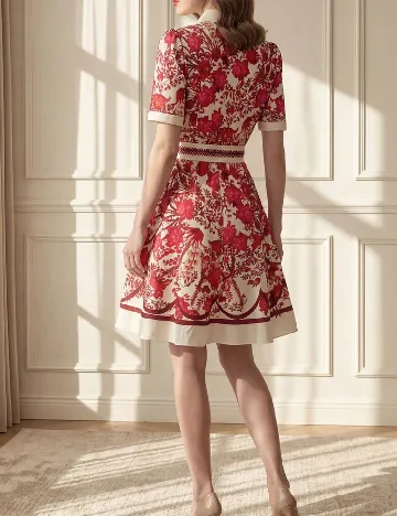 Rochie scurta SHEIN, rosu/crem