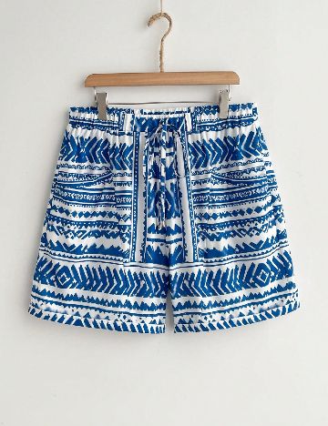 Pantaloni scurti SHEIN CURVE, albastru/alb