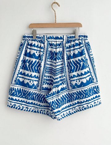 Pantaloni scurti SHEIN CURVE, albastru/alb