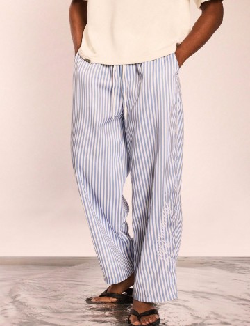 Pantaloni SUMWON, albastru/alb