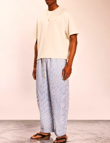 Pantaloni SUMWON, albastru/alb