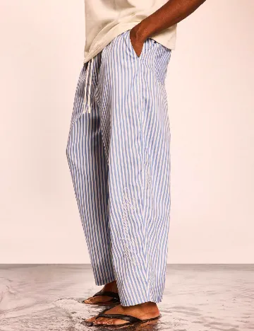 Pantaloni SUMWON, albastru/alb