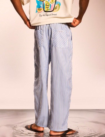 Pantaloni SUMWON, albastru/alb