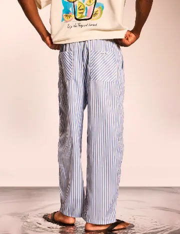 Pantaloni SUMWON, albastru/alb