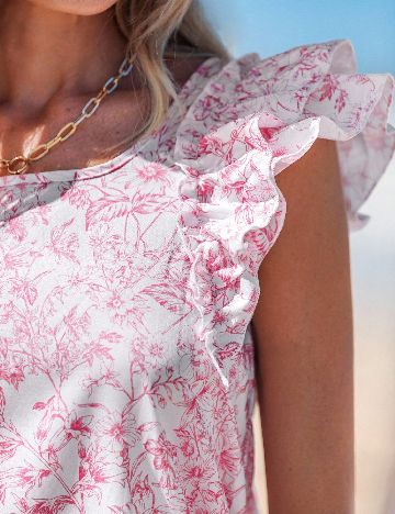 Rochie scurta Emery Rose, alb/roz