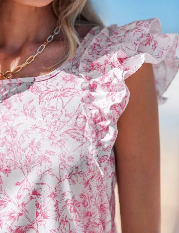 Rochie scurta Emery Rose, alb/roz