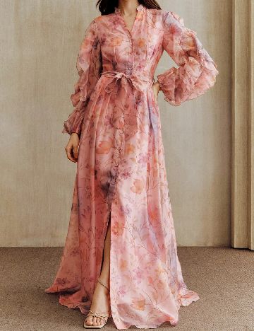Rochie lunga Anewsta, roz