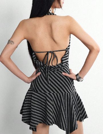 Rochie scurta SHEIN, gri/negru