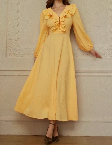 Rochie medie Aveloria, galben