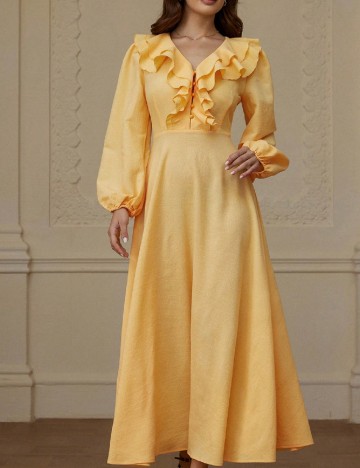 Rochie medie Aveloria, galben