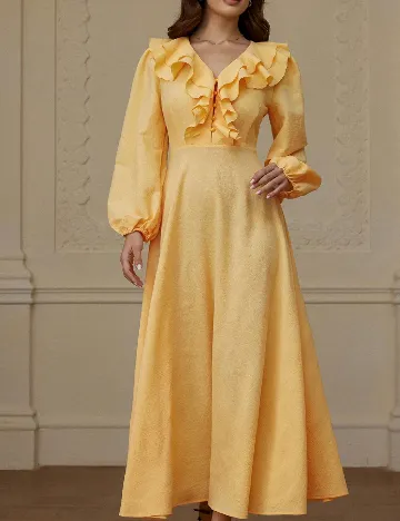 Rochie medie Aveloria, galben
