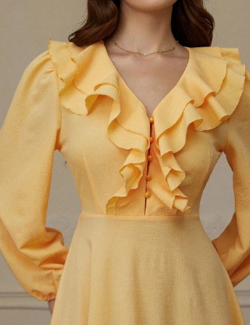 Rochie medie Aveloria, galben