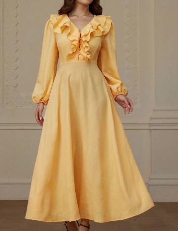 Rochie medie Aveloria, galben