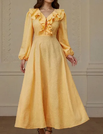 Rochie medie Aveloria, galben