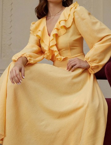 Rochie medie Aveloria, galben