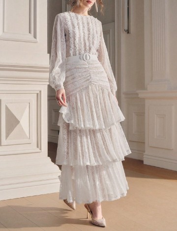 Rochie medie Anewsta, alb