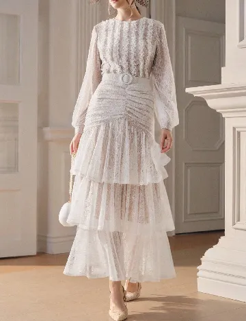 Rochie medie Anewsta, alb