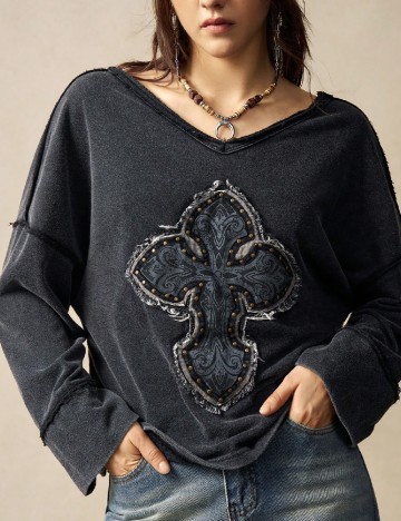 Bluza Oversize SHEIN, gri inchis