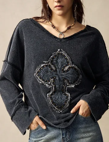 Bluza Oversize SHEIN, gri inchis