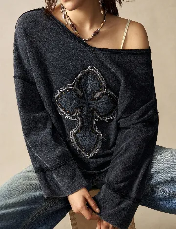 Bluza Oversize SHEIN, gri inchis