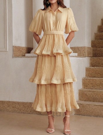 Rochie medie Anewsta, crem