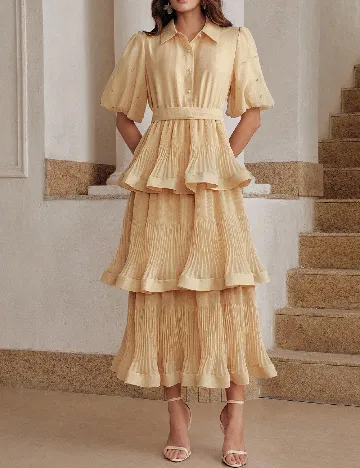 Rochie medie Anewsta, crem