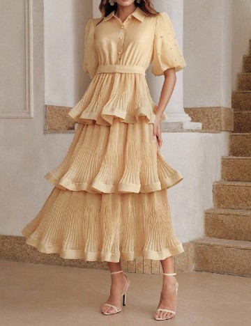 Rochie medie Anewsta, crem