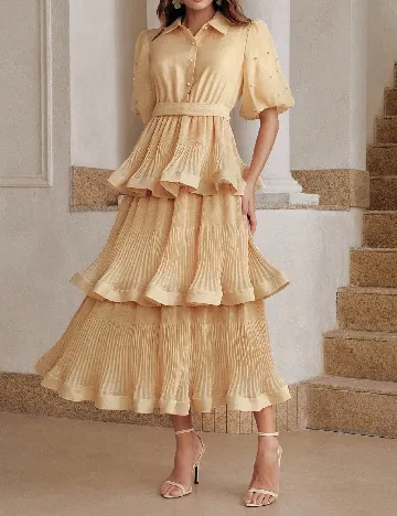 Rochie medie Anewsta, crem