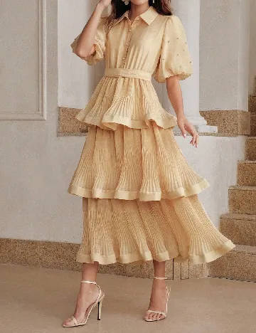 Rochie medie Anewsta, crem