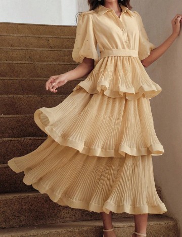 Rochie medie Anewsta, crem