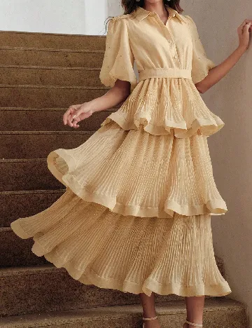 Rochie medie Anewsta, crem