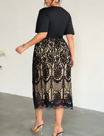 Rochie medie SHEIN CURVE, negru/crem