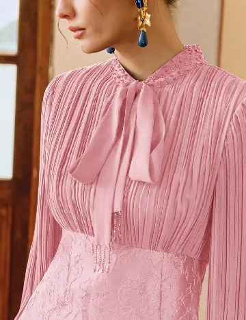 Rochie lunga Anewsta, roz