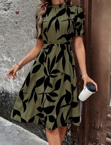 Rochie medie SHEIN, verde/negru