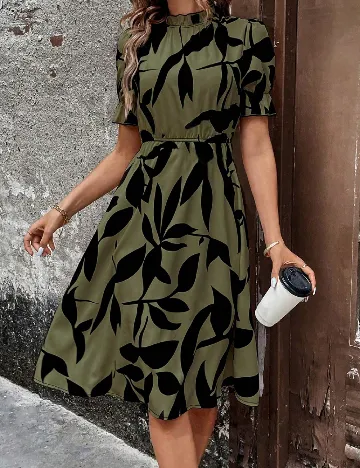 Rochie medie SHEIN, verde/negru