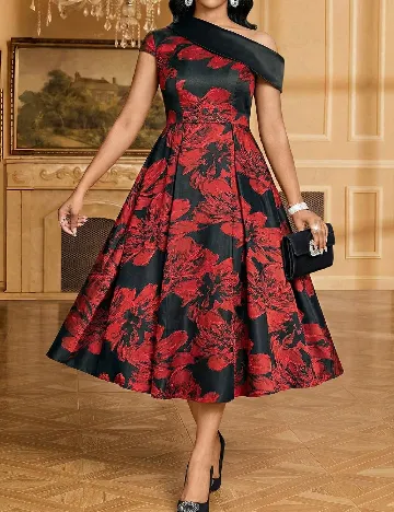 Rochie medie SHEIN, rosu/negru