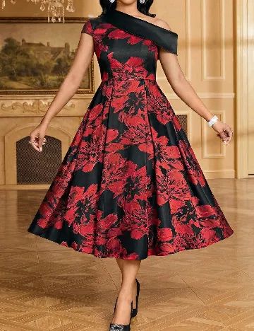 Rochie medie SHEIN, rosu/negru